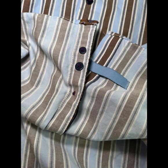 English Laundry Boys Size 10 Striped Dress Shirt Blue/Brown Contrast Cuffs $49 - Picture 10 of 12